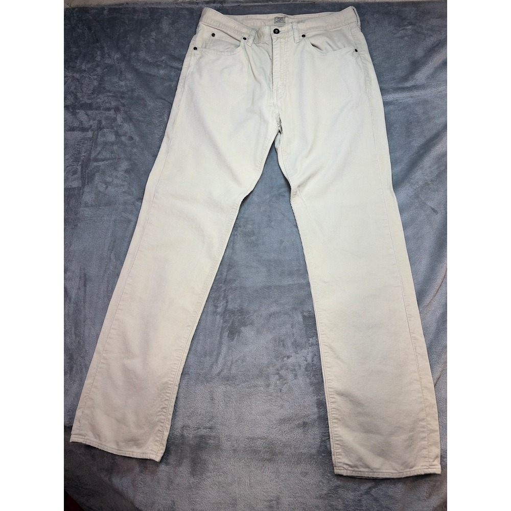 J.Crew Mens Straight Leg Corduroy Pants 34x34 Cream Off-White Cotton late 90's